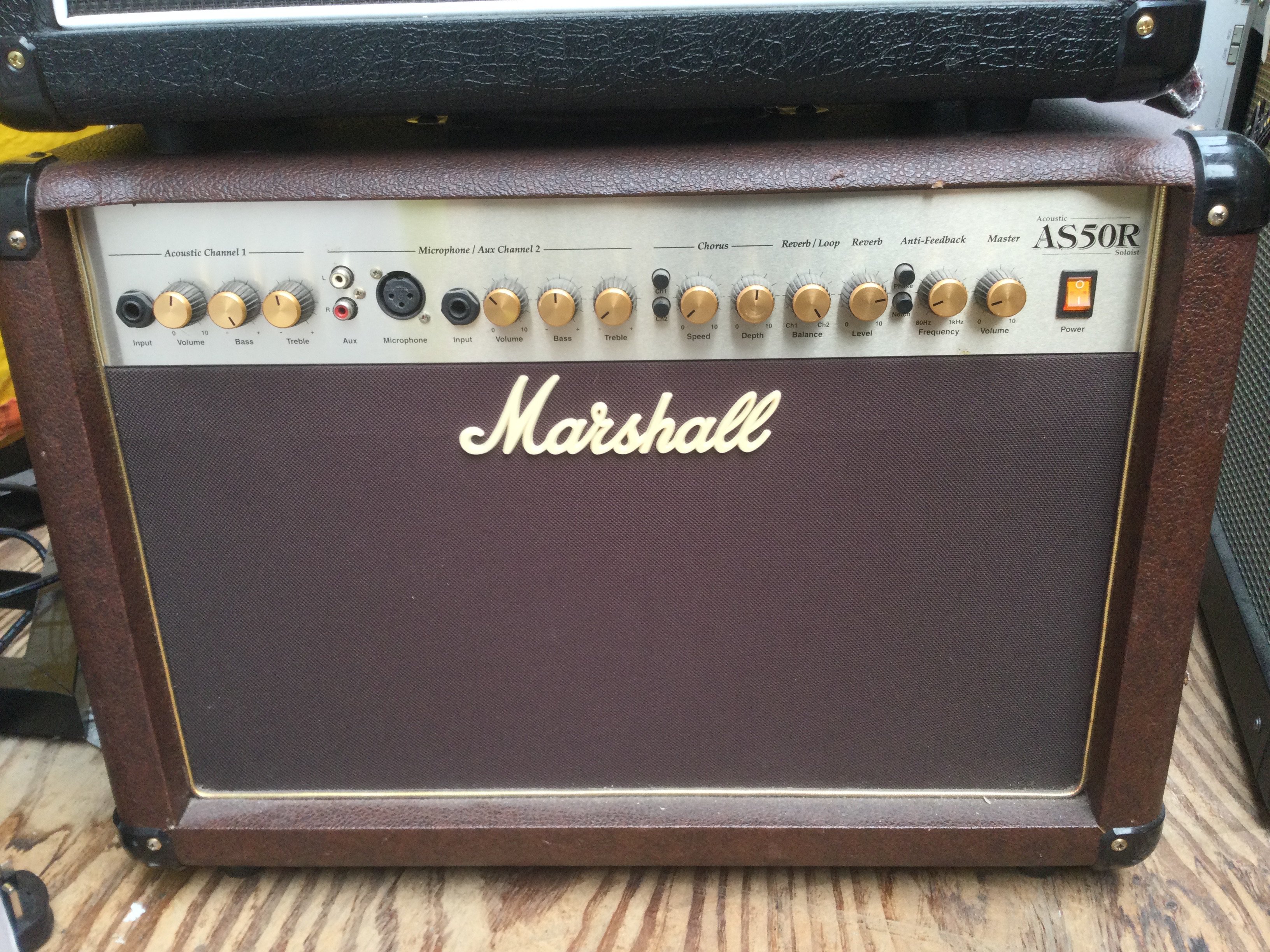A Marshall AS50R acoustasonic acoustic guitar ampl