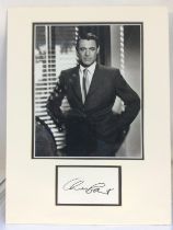 A mounted Cary Grant display comprising signature