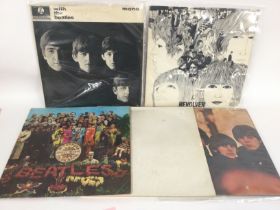 Five early UK pressings of Beatles LPs comprising