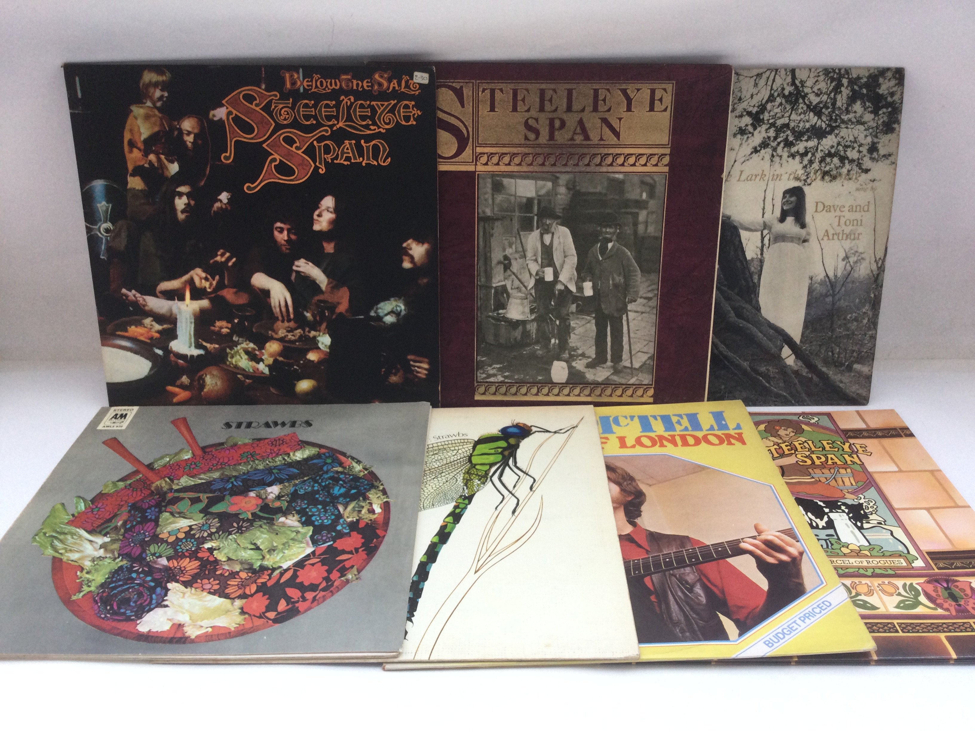 Sixteen folk rock LPs by various artists including