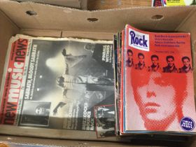 A box of music magazines from the 1970s onwards in