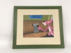 A framed and glazed Pink Panther artwork animation