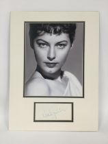 A mounted display of Ava Gardner with signature an