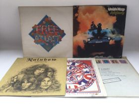 Five rock LPs by various artists including Uriah H