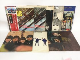 Nine Beatles LPs including a Toshiba EMI pressing