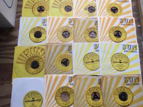 A collection of sixteen Sun label 7inch singles by
