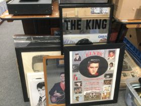 A collection of Elvis Presley pictures and wall mi