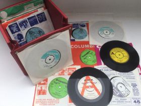 A record case of 7inch demonstration discs by vari