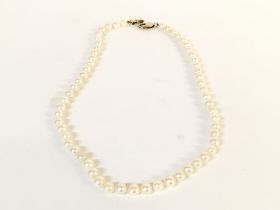 A Pearl necklace. 50cm long. Postage A