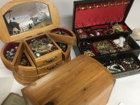 Two jewellery boxes containing costume jewellery a