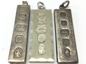 Three silver ingots, postage category A