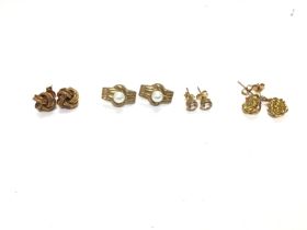 Four pairs of 9ct earrings set with various stones