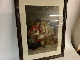 A framed pears print 65cm by 87cm