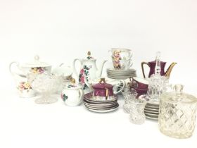 A collection of various ceramics including cut gla