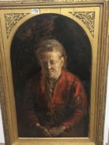 A framed oil painting on board portrait of a senio