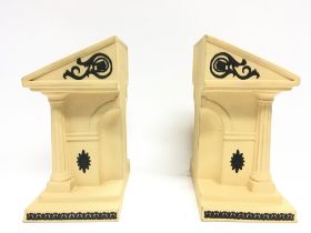 Wedgewood yellow and black jasperware bookends, po