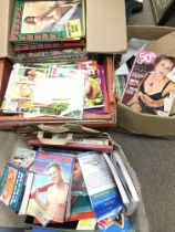 A large collection of gay, trans and heterosexual adult books and magazines in three boxes including