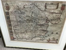 A 18 th century framed map of Essex .54 x 44 cm