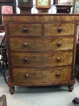 A four draw bow fronted chest of drawers, dimensio