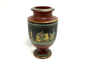 A prattware terracotta vase decorated with enamell