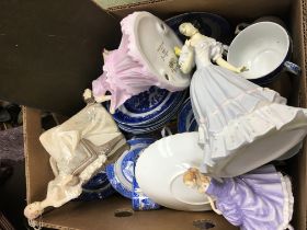 Two box containing blue and white China ceramic la