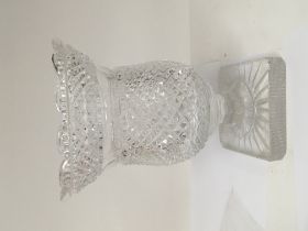 A Quality cut glass vase with a shaped edge and sq