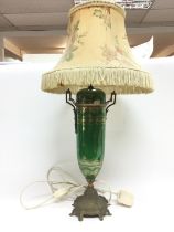 A porcelain and brass vintage lamp. 56cm tall appr