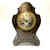 A Victorian rosewood veneered mantle clock inset w