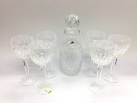 A Waterford crystal decanter and six glasses. Shipping category D.