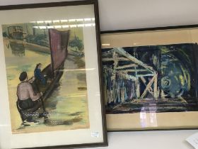 Two framed 1930 s Modern paintings pastels Scandin