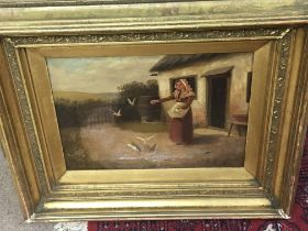 Two pairs of late 19th century gilt framed oil paintings on canvas. Rural landscapes Canvas