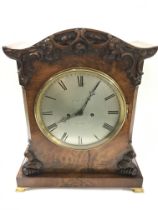 A Joseph Perkins mahogany bracket clock, dimensions 17x35x43cm. (One foot is loose) Postage category