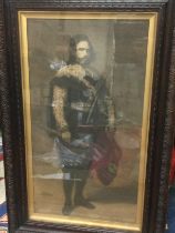 A framed and glazed monochrome print of Adrian Pulido Pareja, a distinguished captain in the Spanish