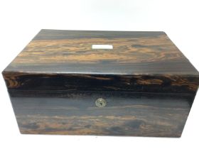 A Coromandel writing slope box, with a Bramah lock