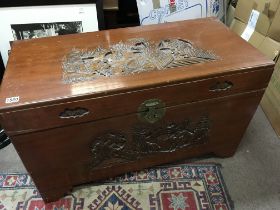 A carved Camphor wood chest of rectangular shape 1