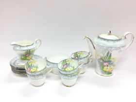 An Ansley Art Deco china tea set including saucers