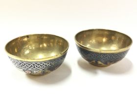 Bronze bowls with silver inlay, postage category A
