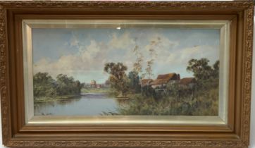 A gilt framed and glazed oil on board painting sig