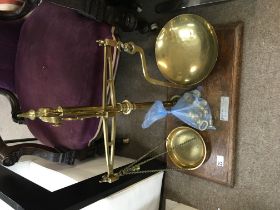 A large set of brass beam balance scales with weig