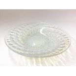A Lalique opalescent bowl, moulded with swirling b