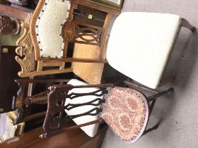 Four odd Edwardian chairs and and a two drop leaf