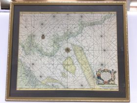 A framed map of the East Coast of England by Capta