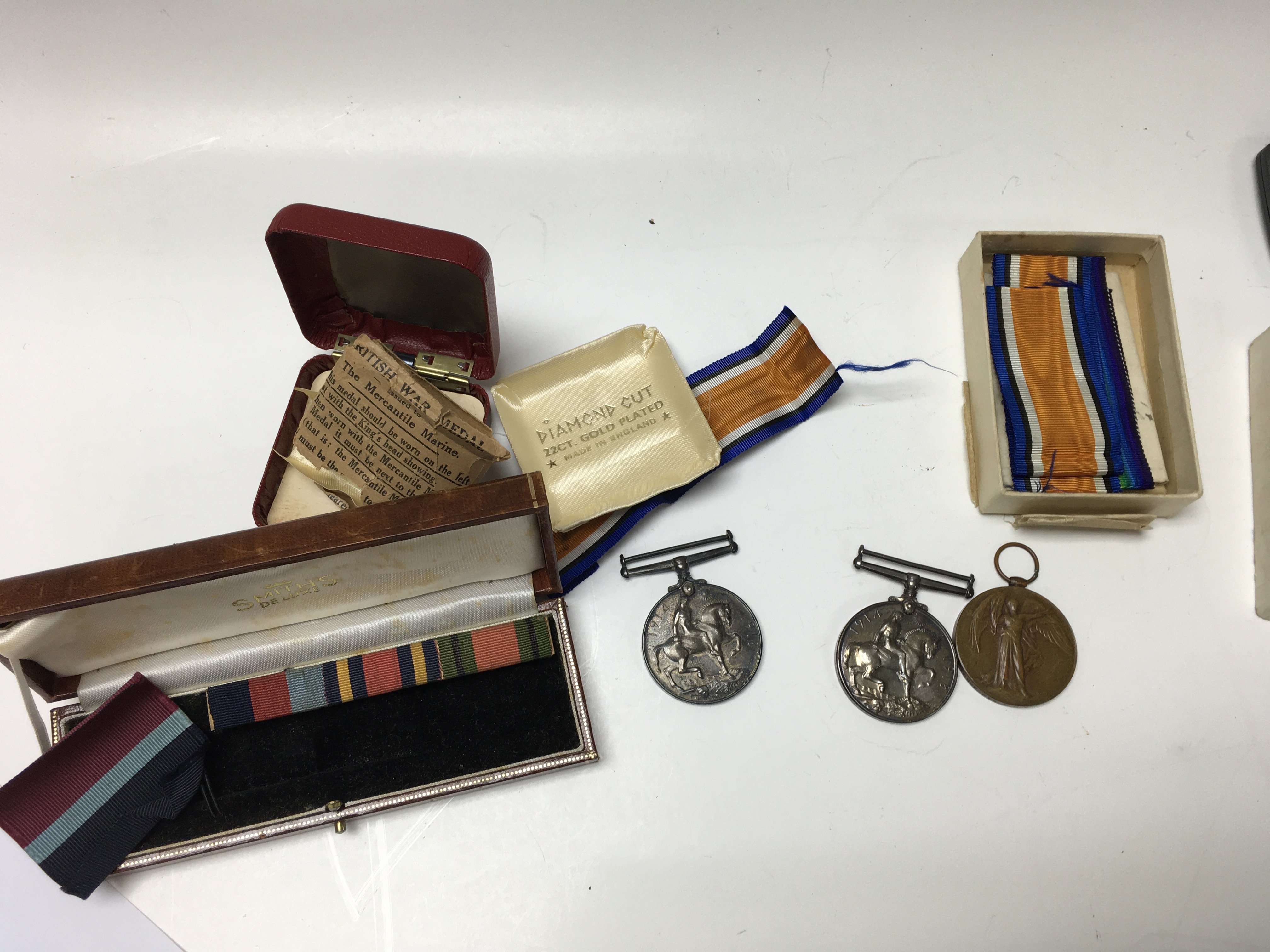 Three First World War medal, one medal awarded to