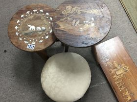 A small late Victorian foot stool two Indian hardw