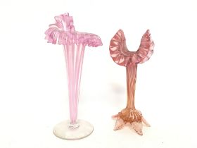 Late 19th century opalescent flower vases, approxi