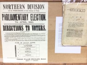 An original framed 1880 parliamentary election pos