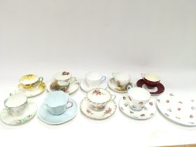 A collection of Shelley cups and saucers, includin