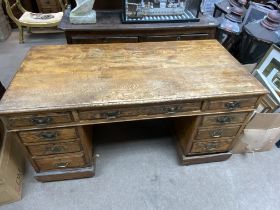 A large1930 Oak partners desk, 151cm x 74cm x 66cm