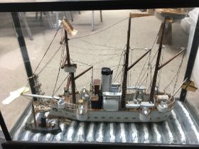 SMS Seeadler cased model boat. Case dimensions 25x64x44cm Postage category D