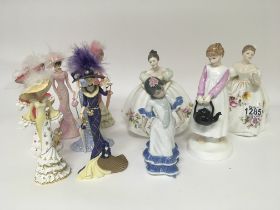 A collection of lady figures porcelain and resin D